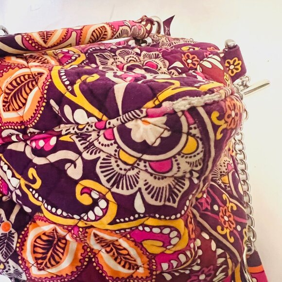 Vera Bradley Safari Sunset Tote/Shoulder Bag-Chain Strap-Pink/Maroon Mix-Quilted - Picture 15 of 16